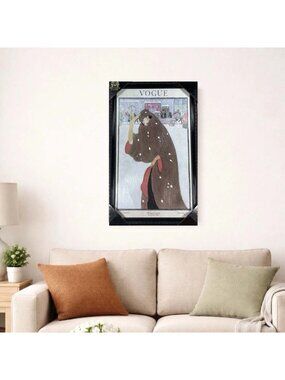 Large 15¼"x24.5" Vintage 1920 VOGUE MAGAZINE COVER Helen Dryden Framed Art Deco